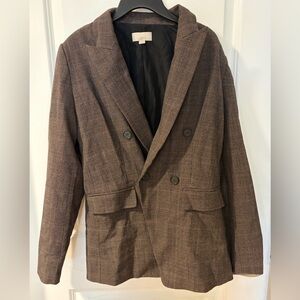 Loft Plaid Double Breasted Blazer, Size 2